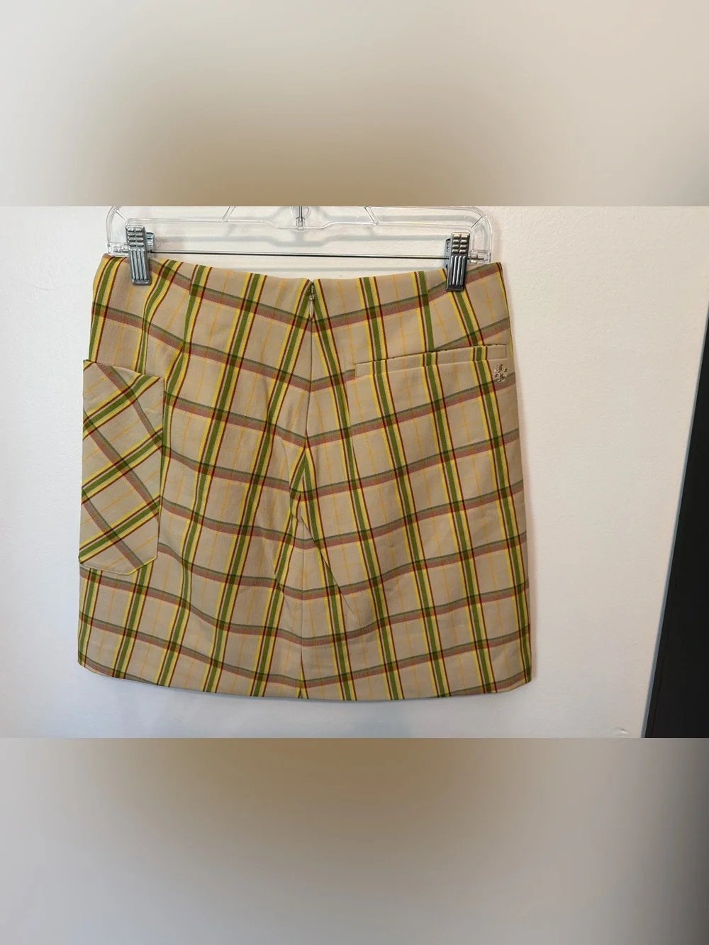 Tory Burch NWT Yarn Dyed Twill Golf Skirt‎ Small Beige Party Plaid Preppy